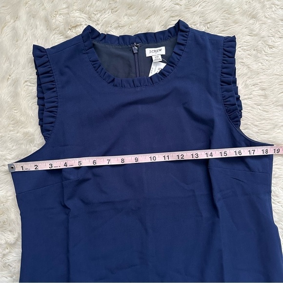 J. Crew Factory Dress Ruffleneck Suit Above Knee Antique Navy Blue 10 NWT New - Picture 11 of 12